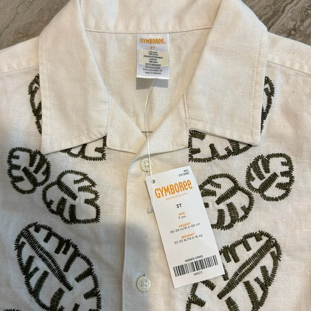 NWT GYMBOREE Boys Short Sleeve Embroidered Button Down Size 3T